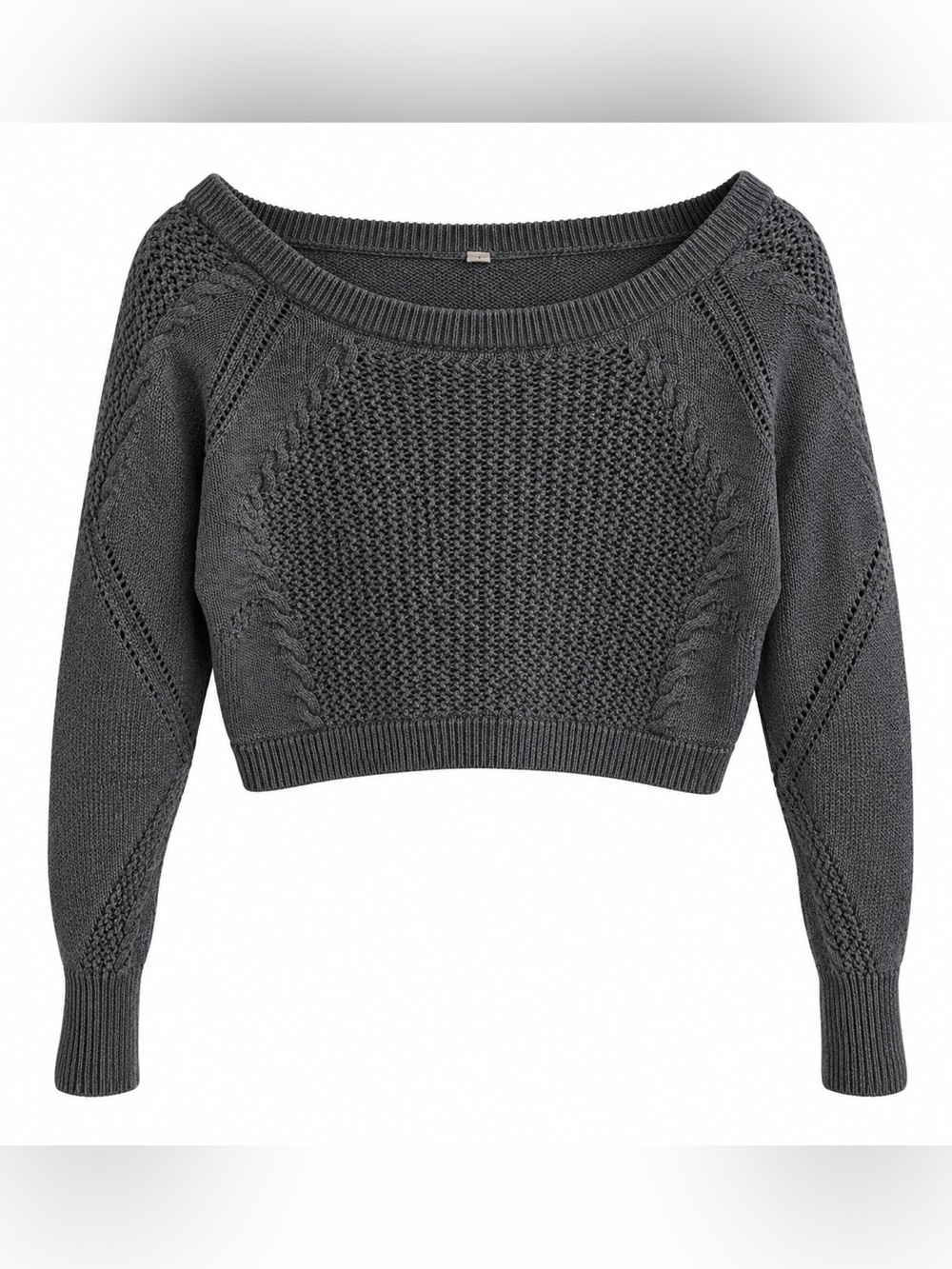 LuLuLemon Be Present Pullover Cropped Gray Long Sleeve Sweater Cotton - 8